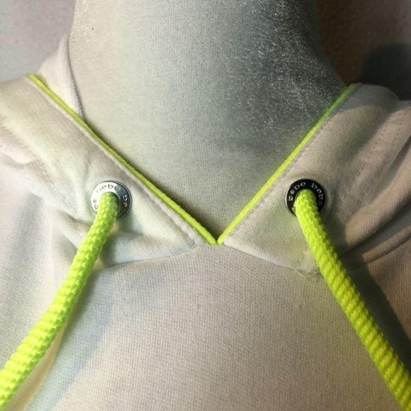 Bebe Sport Pullover Hoodie Sweater White Yellow L - Picture 5 of 8
